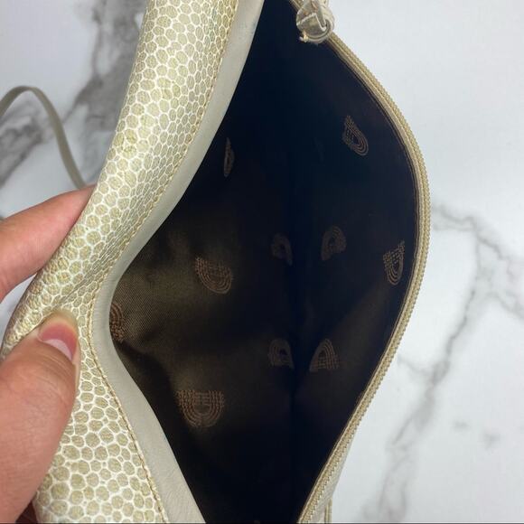 Vintage Desmo for Neiman Marcus Ivory Textured Leather Bamboo Crossbody - Picture 7 of 7